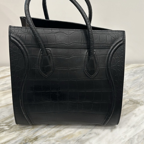 CELINE Crocodile Embossed Medium Phantom Luggage Black *AUTHENTIC* - Picture 5 of 8